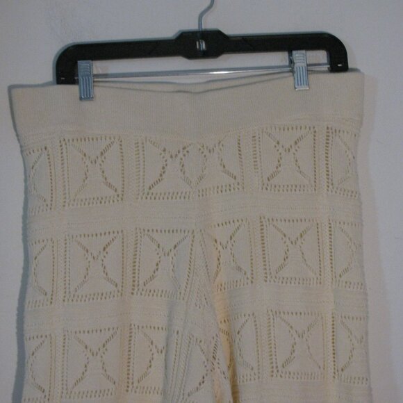 * The Drop Crochet Pants Large New NWT $59 Ivory Off White Wide Leg - Picture 2 of 4